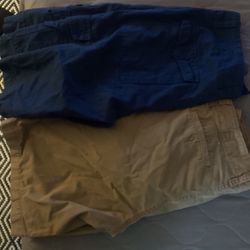 Blue Cargo Shorts 32/30  Khaki Shorts 34/30