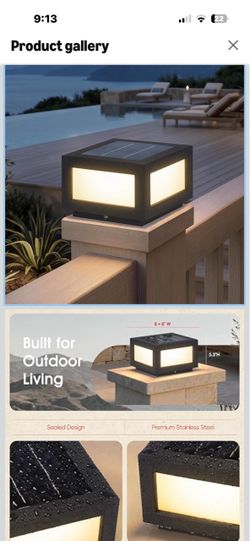 Brand New Single 8x8 Solar Post Light, Dusk til Dawn, Remote Control, Warm White Ligvt