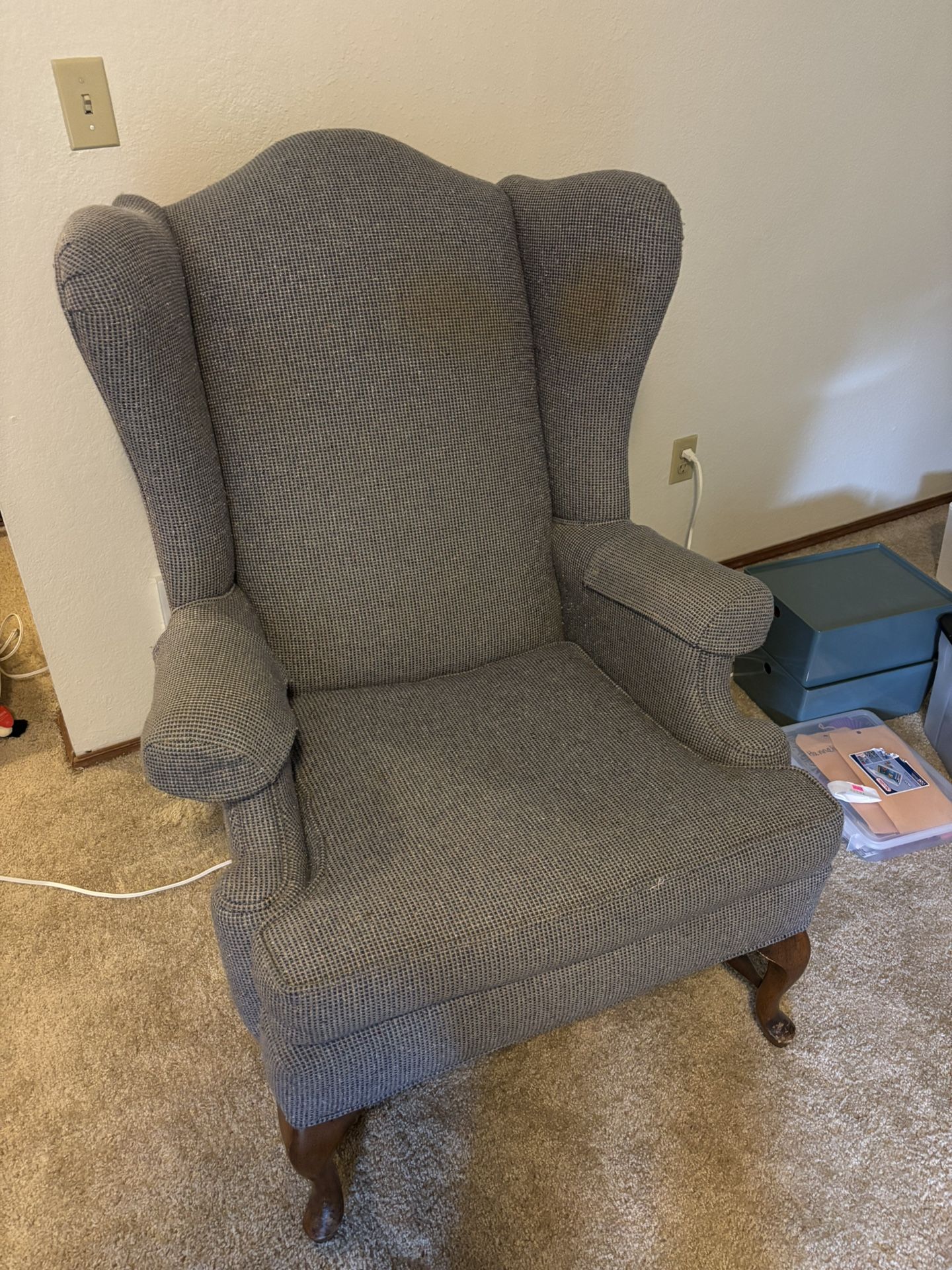 Light Blue Winged Armchair