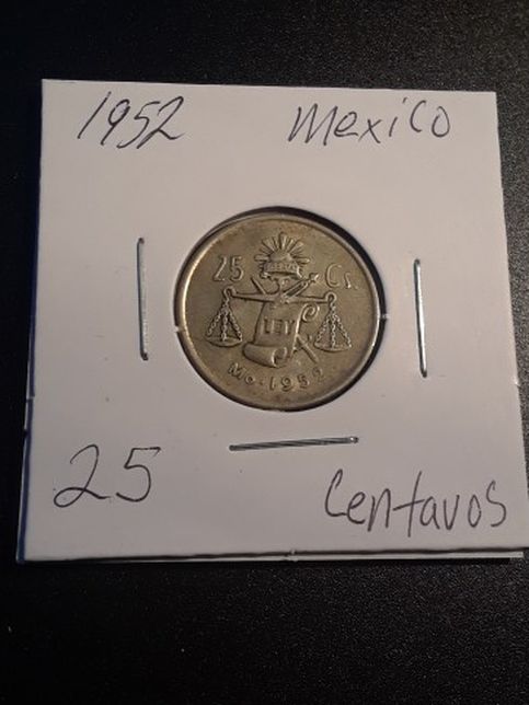 1952 Mexico Silver 25 Centavos