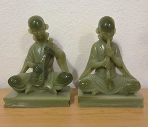 Vintage Faux Jade  Musician Bookends