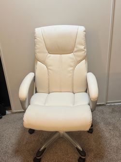 White Leather High-Back Office Chair