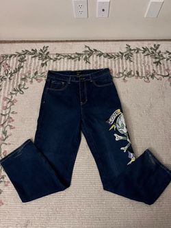 Ed Hardy Dark Wash Embroidered Jeans