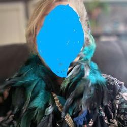 Long Turquoise Feather Earrings 