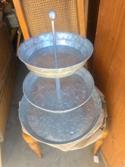 Galvanized 3 Tier Serving Tray