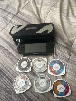 Sony PSP 3000 Bundle – Charger, Case & 6 Games/UMDs – $160