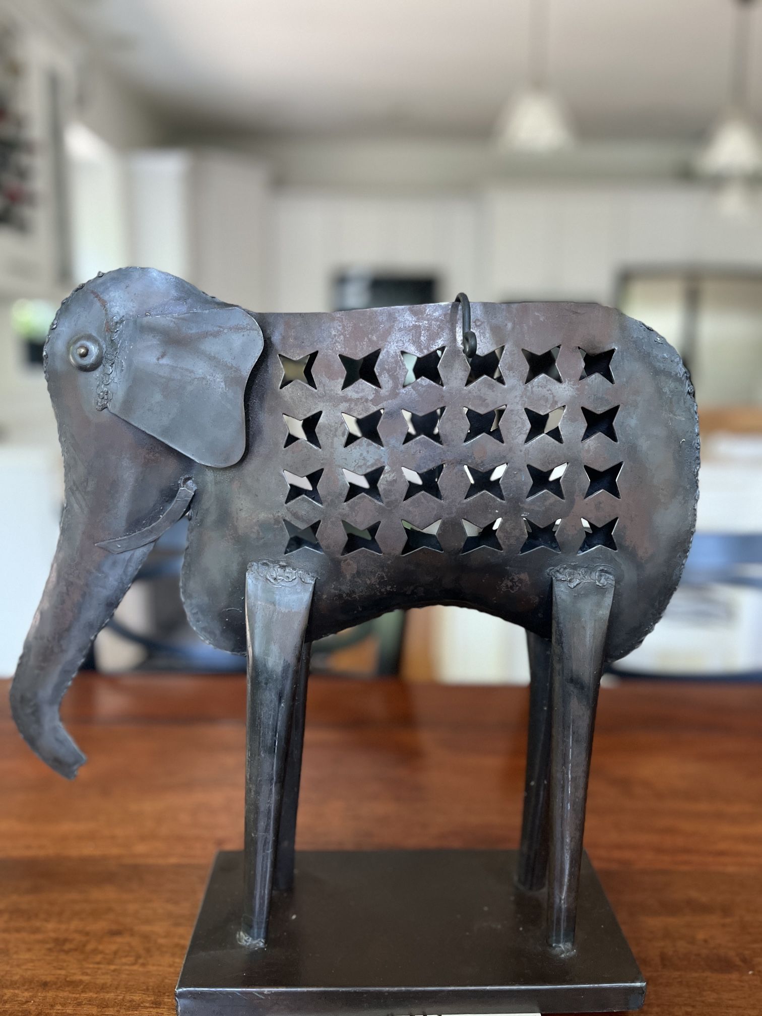 Metal Elephant Sculpture with Tealight Holder