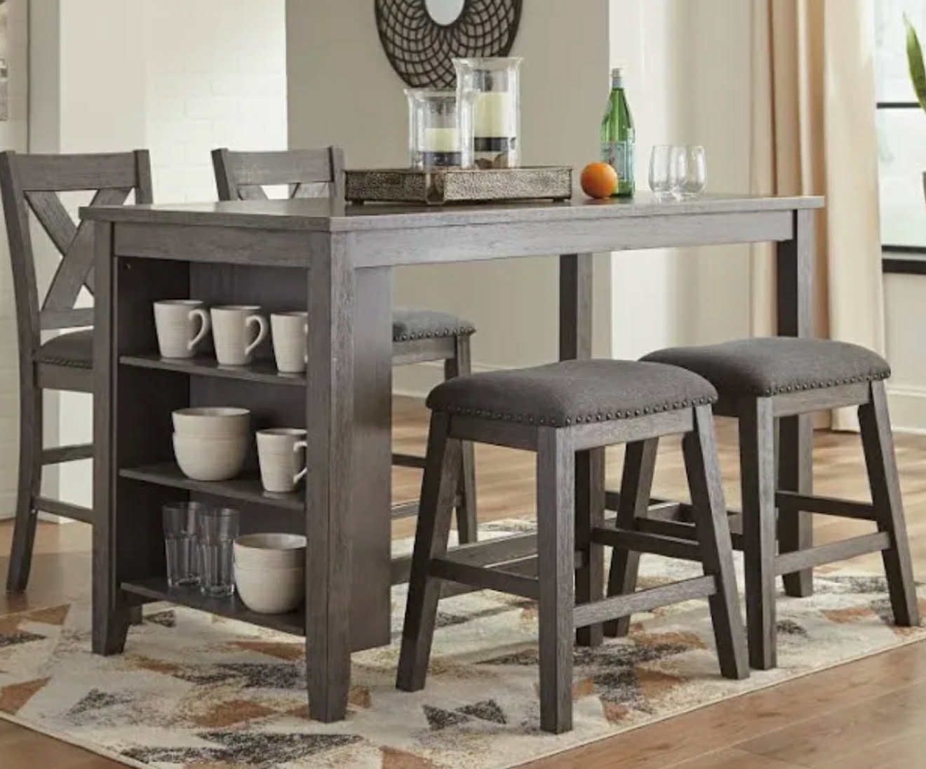 4 Stool Pub Table W/ Shelves