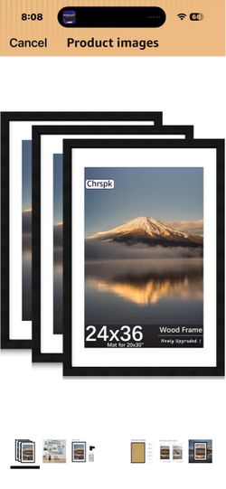 Chrspk 24x30 Black Wood Picture Frames Set of 3