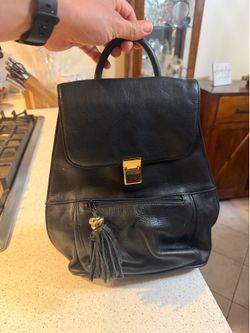 CARRIAGE HOUSE BLACK LEATHER BACKPACK