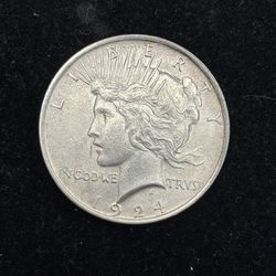 1924 Peace Silver Dollar -- STELLAR NEAR-UNCIRCULATED COIN!