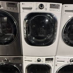 LG White Front Load Washer And Gas Dryer Set 