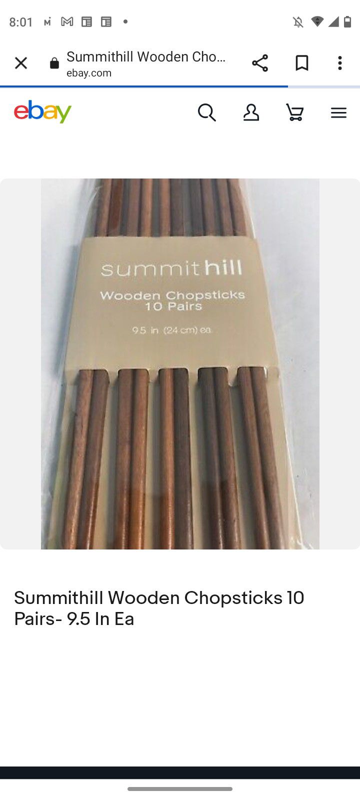 Summit Hill Wodden Chopsticks 10 Pair 