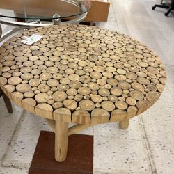 Wood Mini Log Top Coffee Table