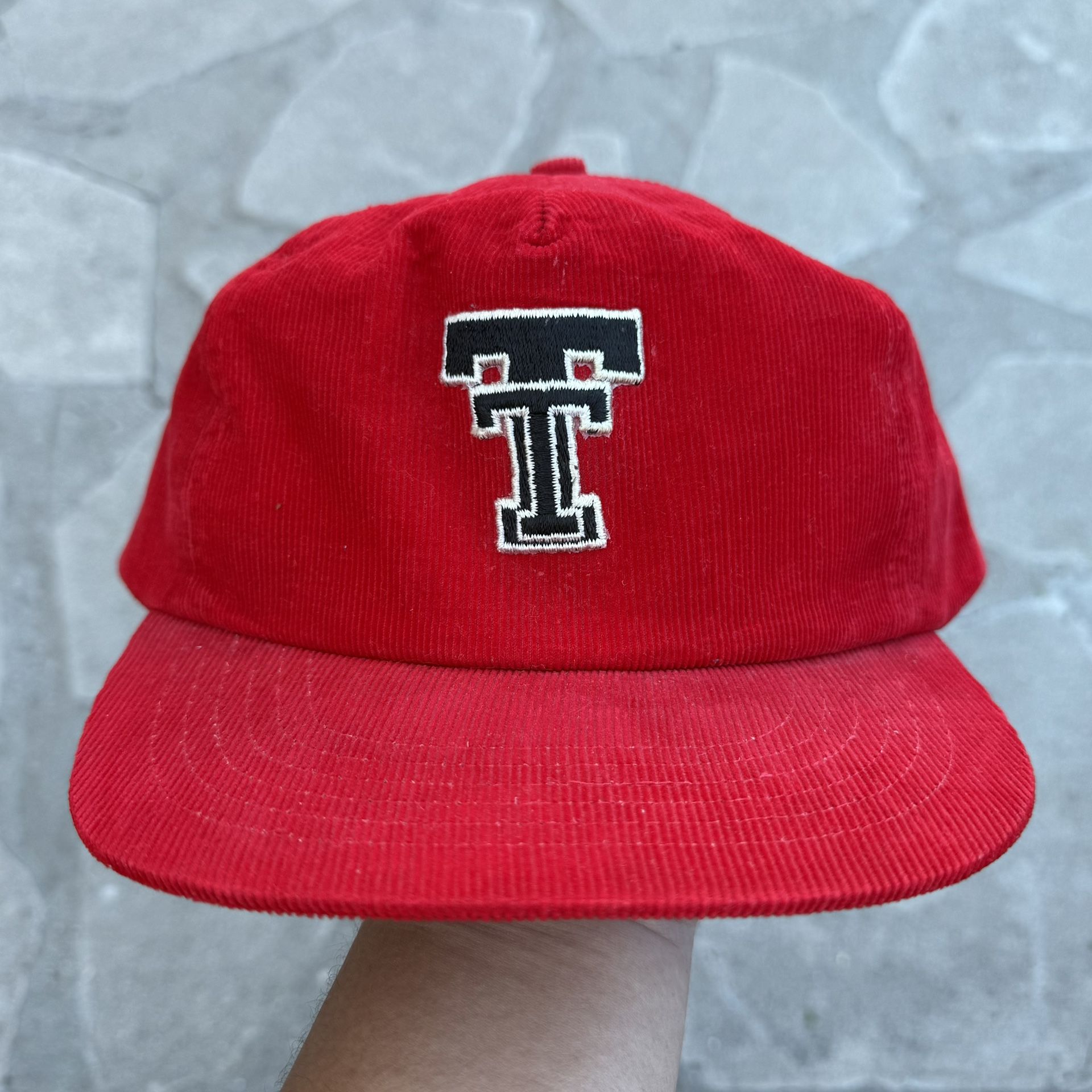 VTG Texas Tech Red Raiders Supreme Corduroy Cord Snapback Hat Cap NCAA Rare 90s
