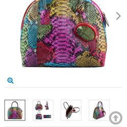 The Pelle Python Collection Handmade 100% Genuine Python Leather Rainbow Tote Bag