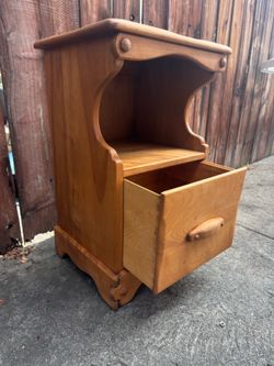 Vintage Solid Maple Wood Night Stand