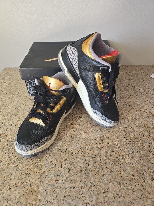 Nike Air Jordan Womens Air Jordan 3 Retro 'Black Gold' CK9246-067 Size 7 W/Box
