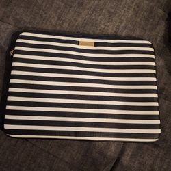 Kate Spade Laptop Padded Sleeve Protector Striped Black & White 13.5 x 10.5