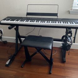 Alesis Recital Electric Keyboard Piano 88 Key w/ Stand Seat Pedal Headphones and Cover