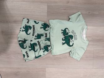 SHEIN Toddler Boys Dinosaur Outfit Set - Light Green (Size 12-18M)