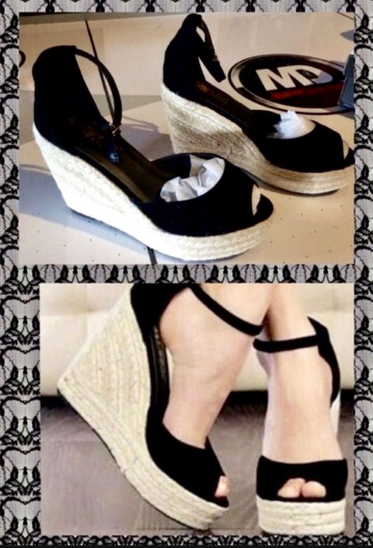 Beautiful Black Wedges- New!