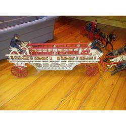 Cast Iron Horse Drawn Fire Truck Hook And Ladder