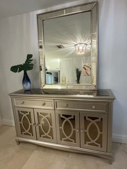 Najarian Furniture Mirrored Buffet + Matching Mirror