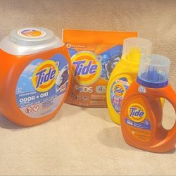BRAND NEW TIDE LAUNDRY DETERGENT PRODUCTS * LIQUID SOAP POD PACS LARGE SMALL WASH CLEAN 