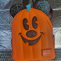 Disney Loungefly Mickey Halloween Pumpkin Jack O Lantern Mini Backpack