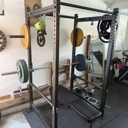 Titan Fitness X-3 Rack With Weights, Bar And Bench 