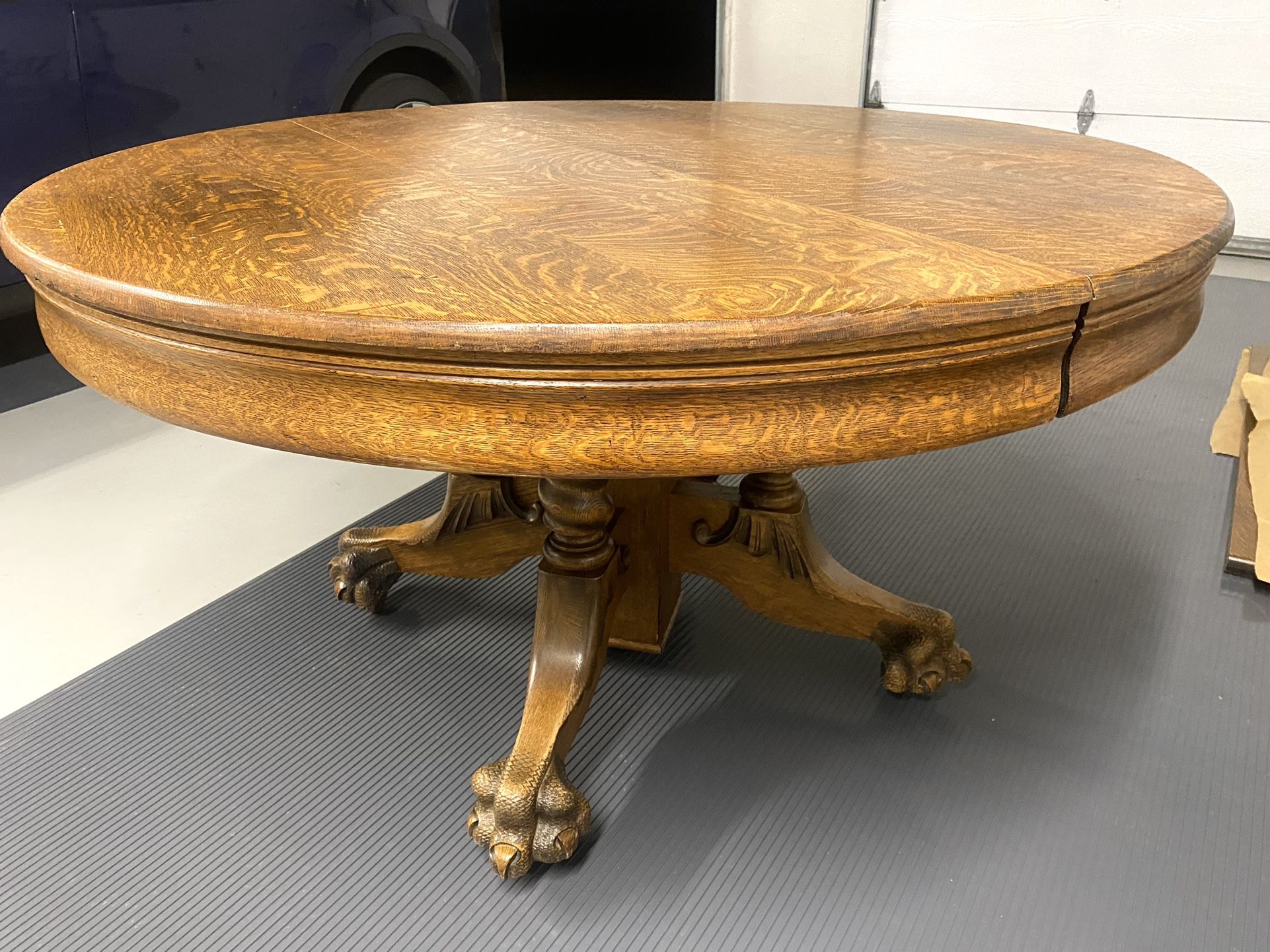 Antique Solid Oak Clawfoot Table 