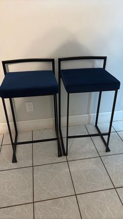 Navy blue bar stools stackable