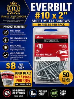 Everbilt #10 x 2” Sheet Metal Screws – 50 Pieces