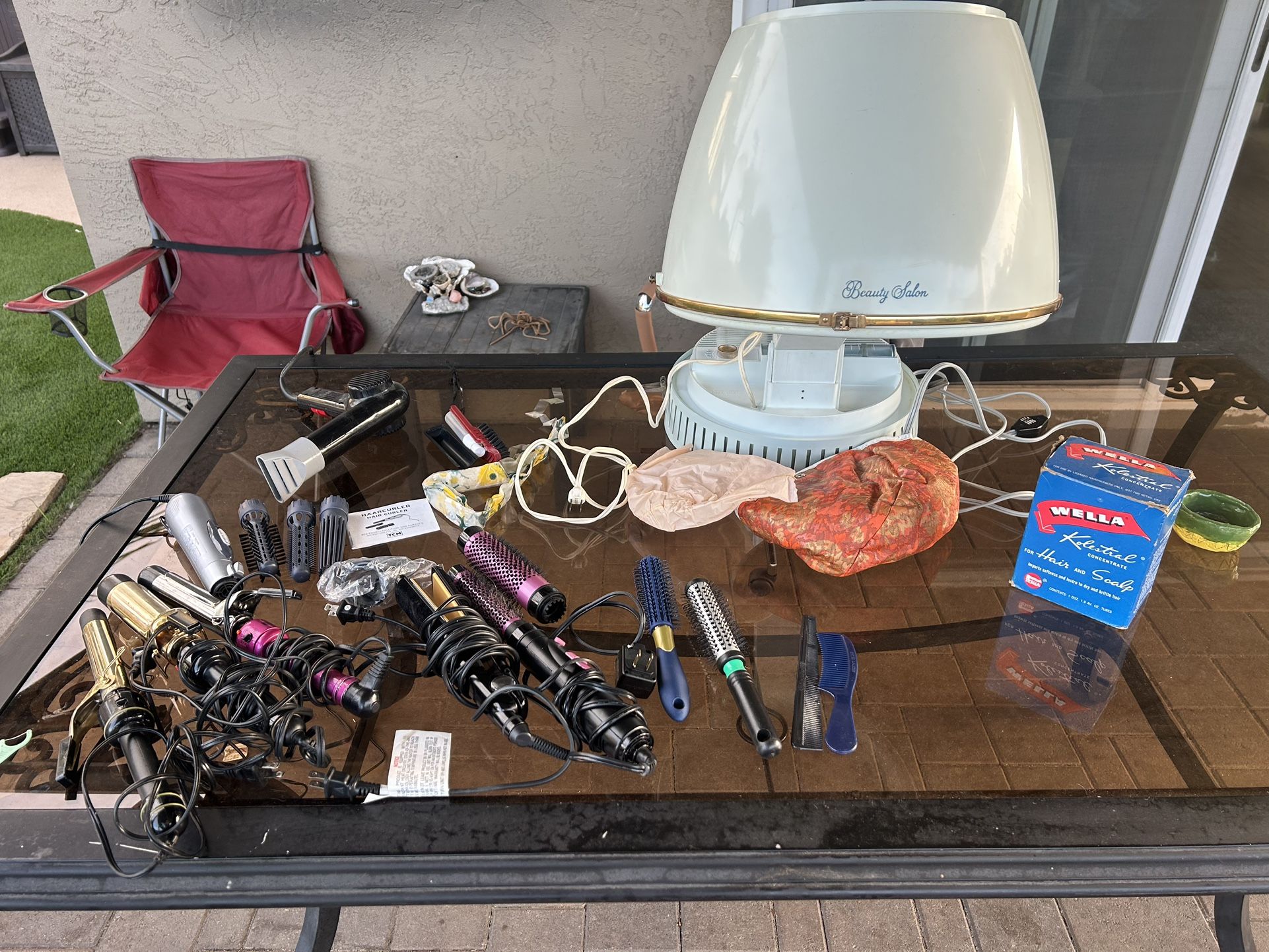 Lot Of Hair Dryers, Curling Irons, Brushes, Etc