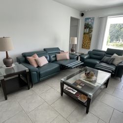 Leather Dual Power Reclining Sofas & Tables