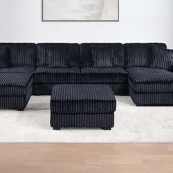 Brand New Modular Comfy Corduroy Sectional Set 