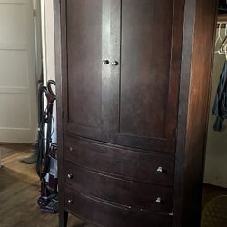 Dark Wood 9 Drawers And Matching Armoire 
