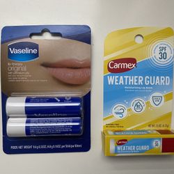 Lip care - Vaseline 2 pack or Carmex Winter guard