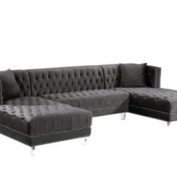 Moda Grey Velvet 3pc. Sectional

