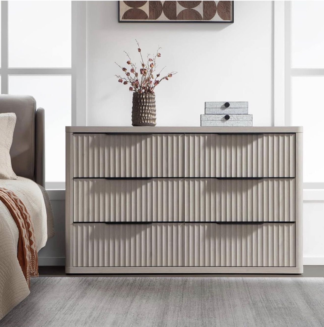 Dresser for Bedroom 53.5" Wide 6 Drawer Dressers & Chests of Drawers for Closet Long Large Modern TV