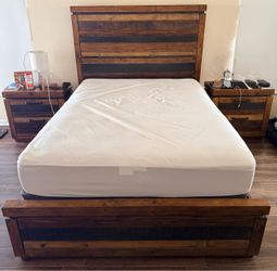 (OBO) Rustic Queen Size Wooden Bed Frame