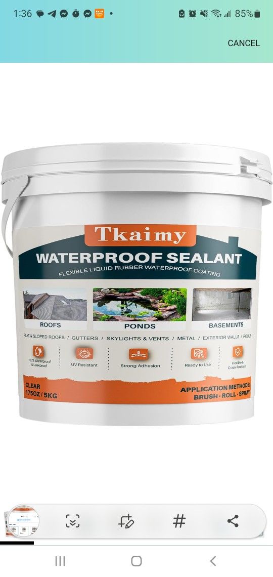 Brand New Transparent Waterproof Coating 175oz – Invisible Leak Repair Sealant for Roofs, Walls, Bathroom & Kitchen
