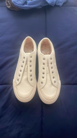 ROXY White Leather Low-Top Slip-On Sneakers