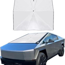 Upfox Car Windshield Sun Shade for Tesla Cybertruck [2024 Upgrade]-Foldable Windshield Sun Shade 71 * 60-Reflects UV Automotive Interior Sun Protectio