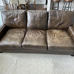 Pottery Barn 85.5” Leather Studded Sofa