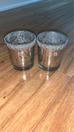 2 smaller glass candle holders or home decor