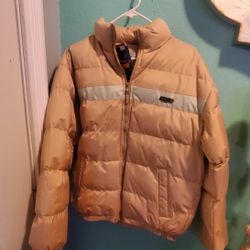 Tan Nylon Puffy Jacket Coat..size Large/XL Womens Adult..Brand New!