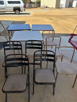 7 folding chairs 3 folding tables