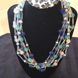 19" 6 Strand Costume Jewelry Necklace 